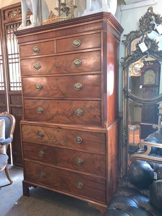 George III Flame Mahogany Chest on Chest