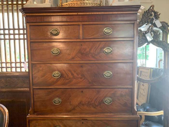 George III Flame Mahogany Chest on Chest