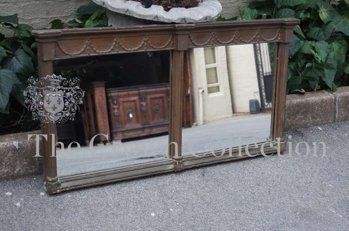 Victorian Gilded Breakfront Over Mantle Mirror
