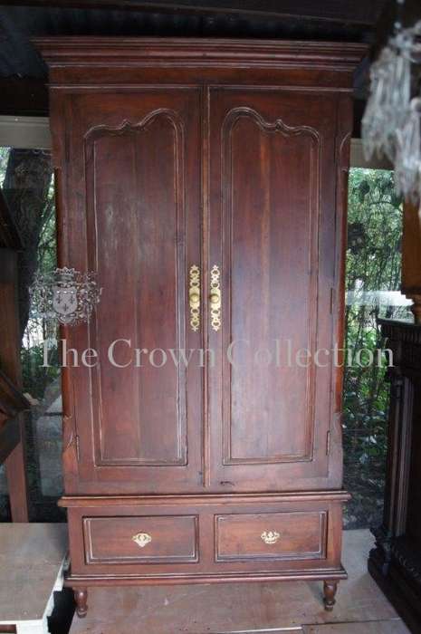 20th Century French Indo Colonial Solid Teak Armoire