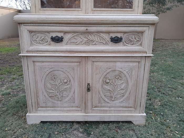 Edwardian Oak Escretoire Bookcase