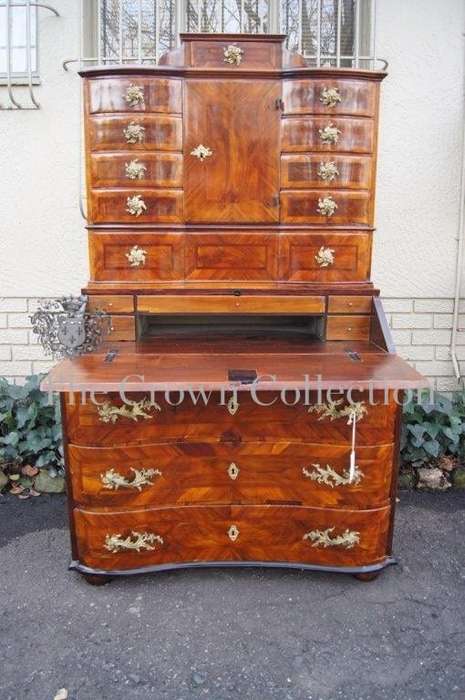 18th Century Lombardy Burr Walnut Secretaire Cabinet, circa 1760