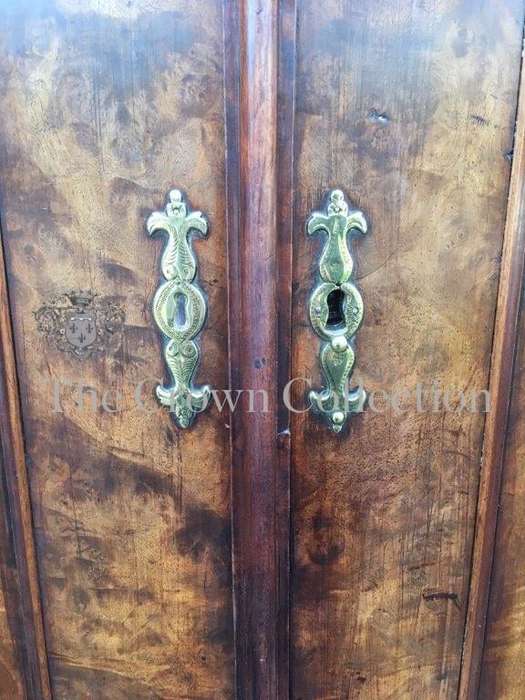 19th Century Burr Walnut Gabled Bombe Armoire in Rococo Taste, Dutch circa 1860