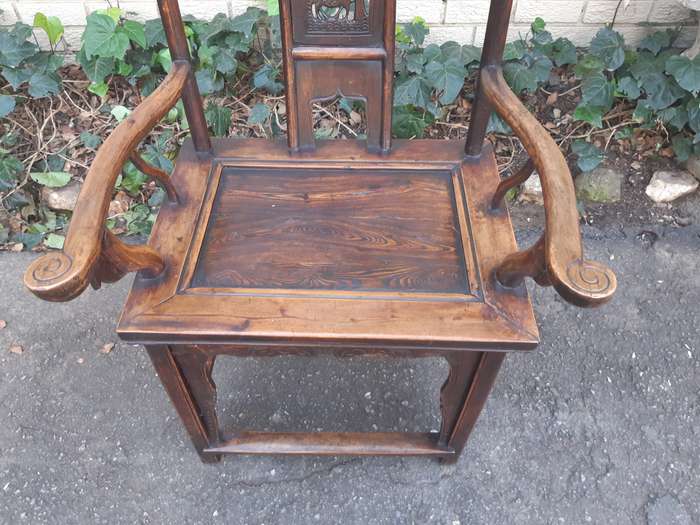 Pair of 19th Century Chinese Elm Yoke Back Chair  - ND