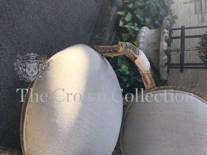Pair Gilded Armchairs in French Style - ND  upholstered