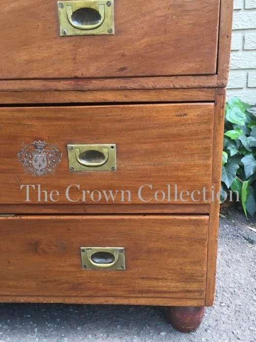 19th Century Military Chest of Drawers with Original Recessed Brass Hardware