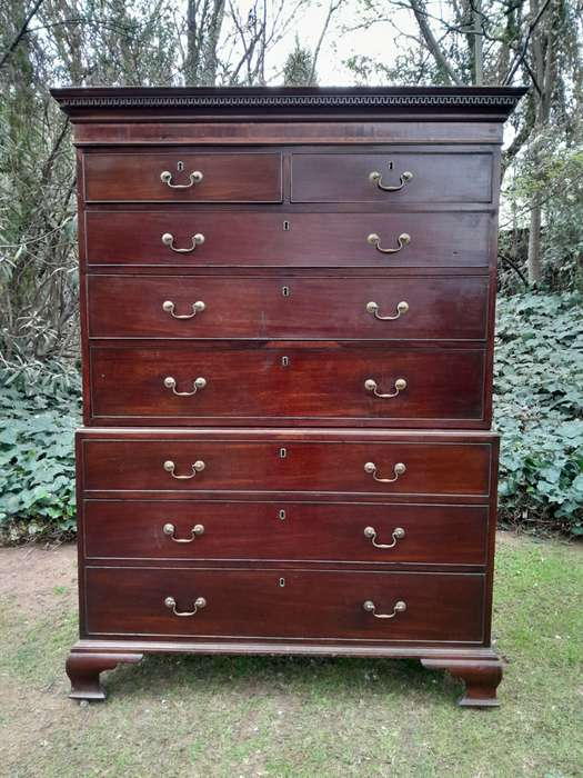 A George III Style Mahogany Chest on Chest on Bracket Feet