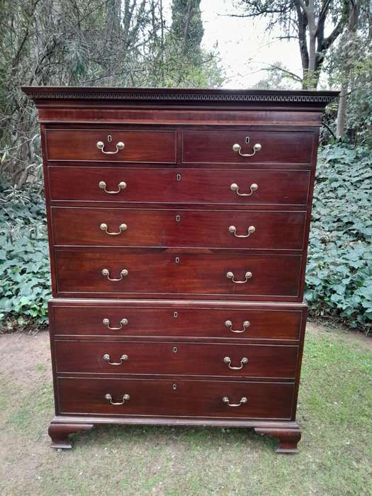A George III Style Mahogany Chest on Chest on Bracket Feet