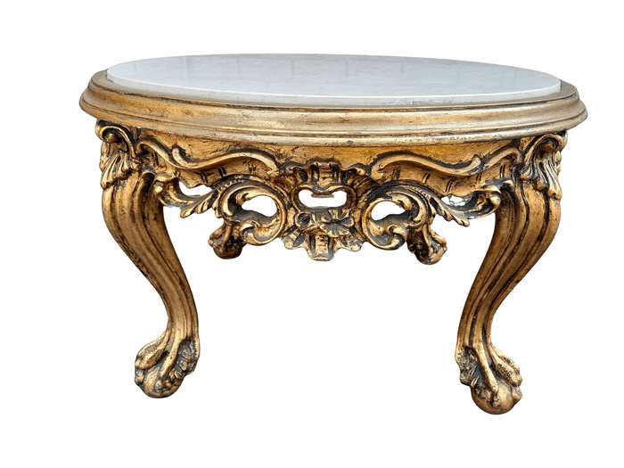 A 20th Century French Style Carved And Gilded Coffee / Side Table With Marble Top