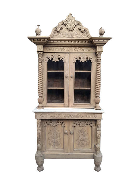 An Antique 19TH Century/Circa 1800 Renaissance Walnut Buffet with Marble Top In a Contemporary  B...
