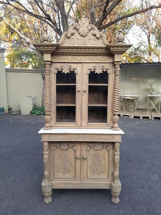 An Antique 19TH Century/Circa 1800 Renaissance Walnut Buffet with Marble Top In a Contemporary  B...