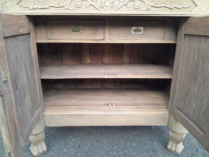 An Antique 19TH Century/Circa 1800 Renaissance Walnut Buffet with Marble Top In a Contemporary  B...