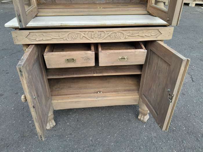 An Antique 19TH Century/Circa 1800 Renaissance Walnut Buffet with Marble Top In a Contemporary  B...