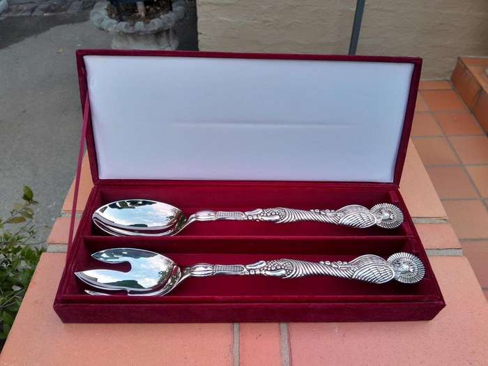 A 20TH Century Set of Godinger Silver Plate Salad Servers In Box