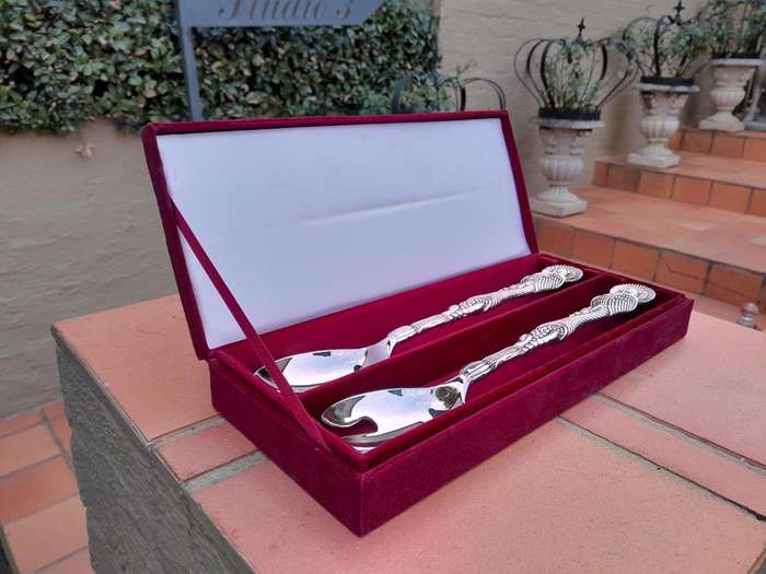 A 20TH Century Set of Godinger Silver Plate Salad Servers In Box