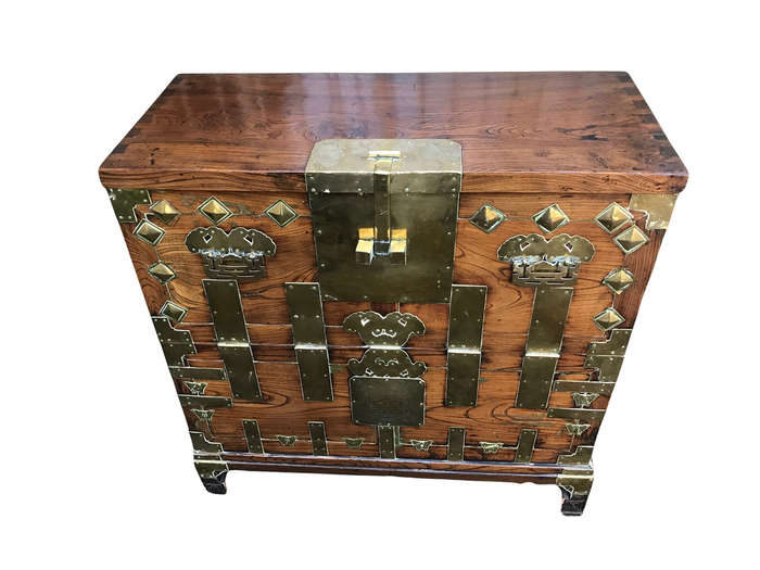 Antique Korean Chest with Brass Fittings
