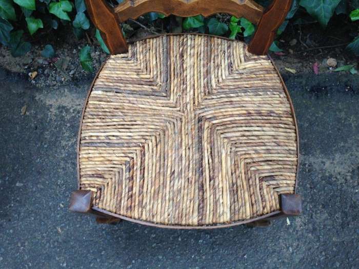 A Set Of Ten (10) French Beechwood Ladderback Chairs with upholstered Seagrass Seats
