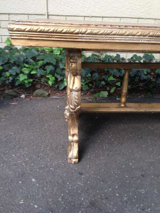 A Hand Gilded Ornately Carved Entrance / Refectory / Dining / Drinks Table (A marble or granite t...