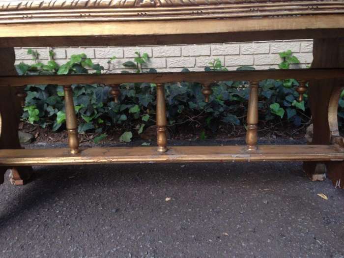 A Hand Gilded Ornately Carved Entrance / Refectory / Dining / Drinks Table (A marble or granite t...