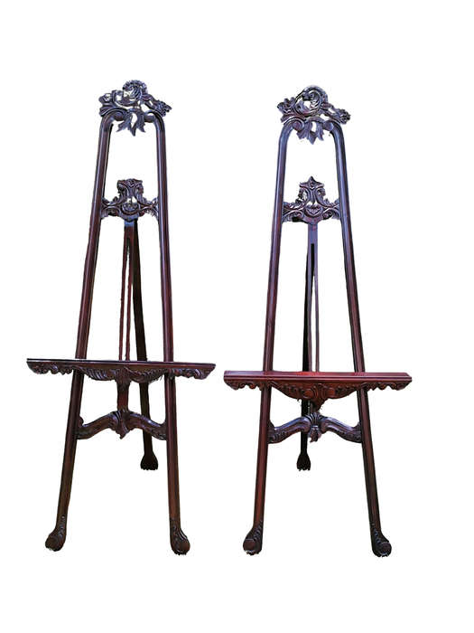 Pair of Carved And Ornate Mahogany Style Easel In The Rococo Style