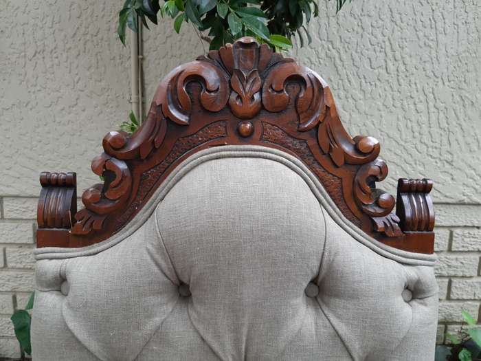 A Set of 8 Antique/Vintage Dining Chairs (2 carvers and 6 dining chairs) upholstered imported Eng...