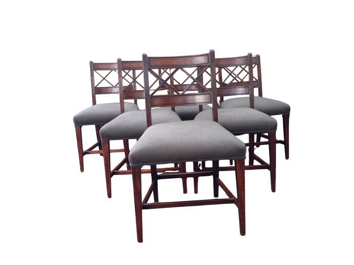 A Set Of Six George Iii Mahogany Dining Chairs
