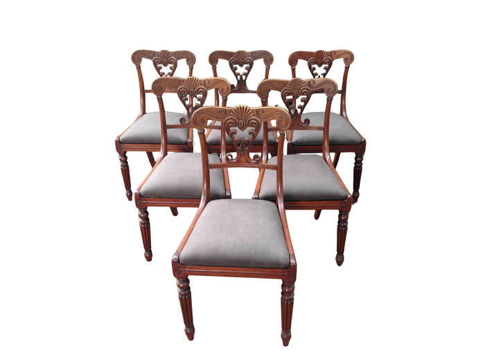A Set Of Six William Iv Mahogany Dining Chairs