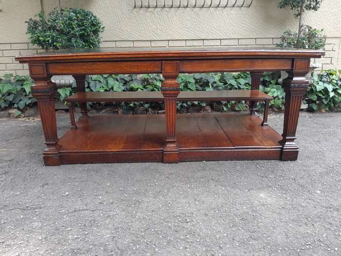 A 19th Century Oak Library Table with Leather Top, Circa 1890. Provenance. JHB Advocate