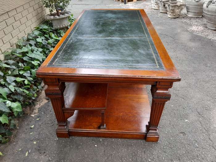 A 19th Century Oak Library Table with Leather Top, Circa 1890. Provenance. JHB Advocate