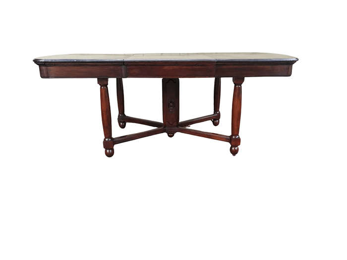 An Edwardian Style Oak 8 Seater Table on an X Stretcher Base