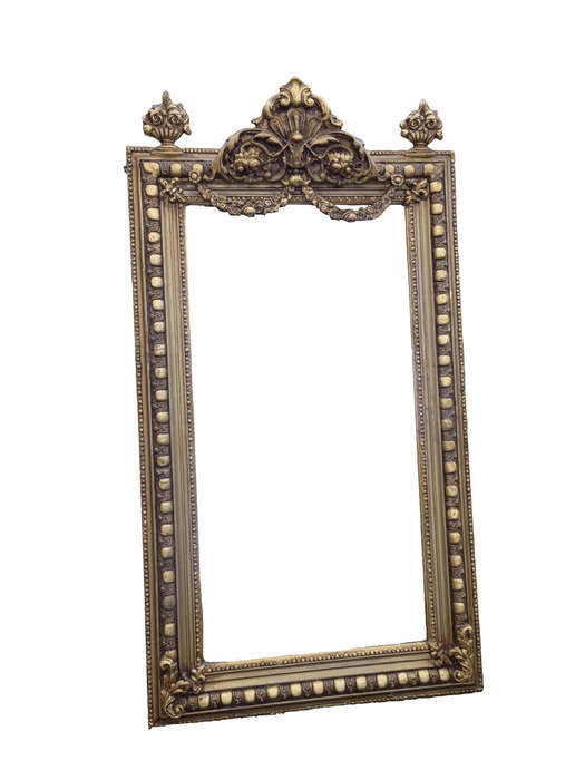 An Ornate Carved Painted Mirror