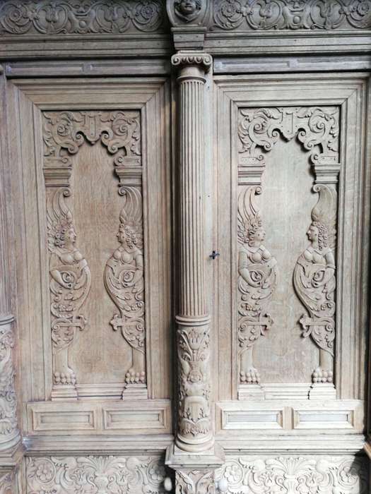 An 18th Century Continental Bleached / Natural Oak Cupboard The Interior Fitted With An Array Of ...