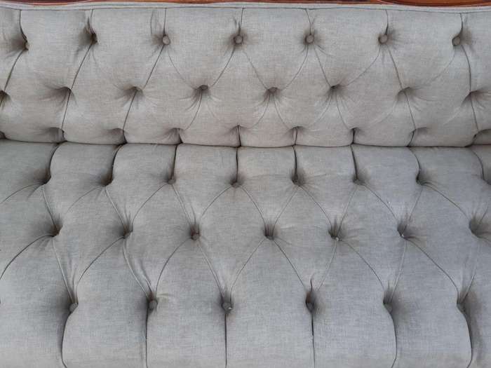 Victorian Rosewood Settee English Linen Deep Buttoned