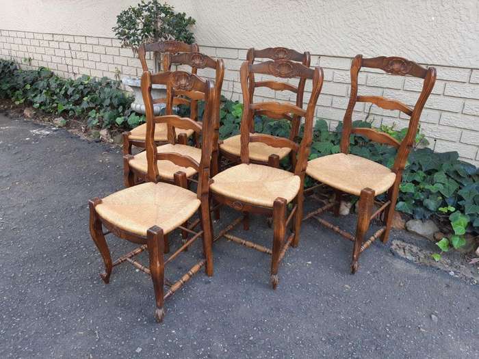 Set Of 6 French Oak Chairs