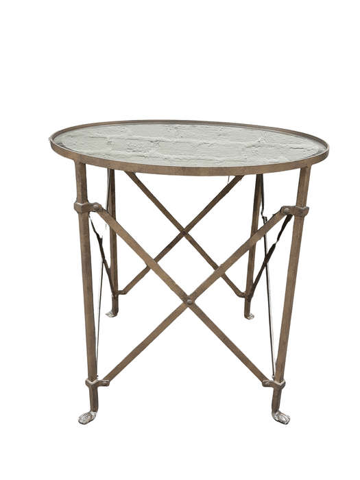 Custom-Made Gilded Wrought Iron Round Table With Bevelled Mirror Tops