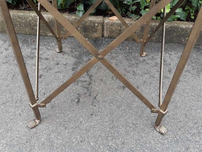 Custom-Made Gilded Wrought Iron Round Table With Bevelled Mirror Tops