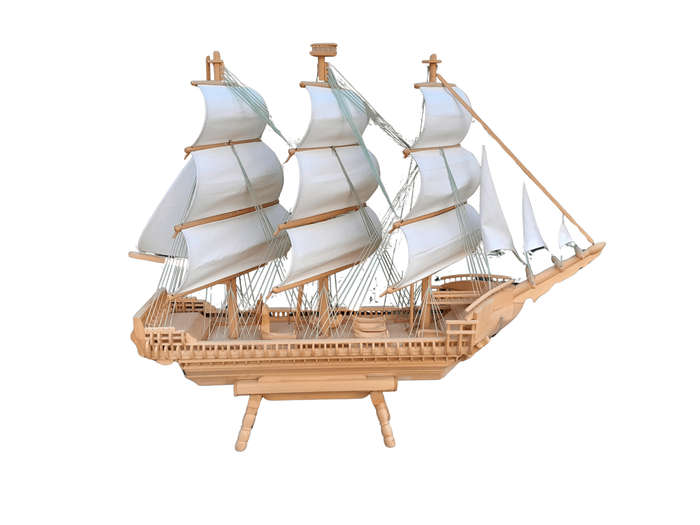 A 20th Century Hand Carved Wooden Model Ship of Large Proportions