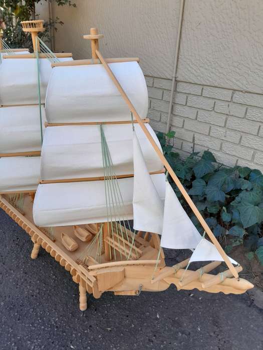 A 20th Century Hand Carved Wooden Model Ship of Large Proportions