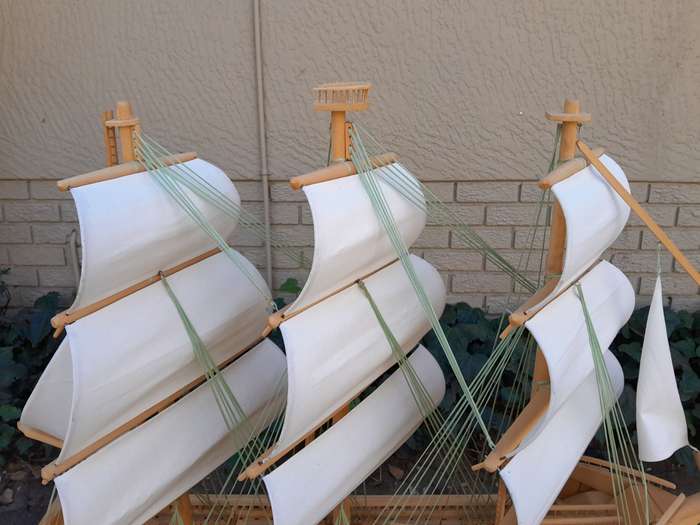 A 20th Century Hand Carved Wooden Model Ship of Large Proportions