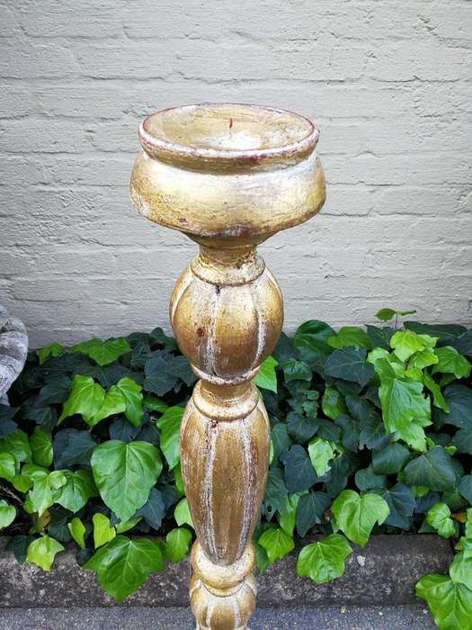 A Pair Of Carved Wooden Candle Holders Hand Gilded With Gold Leaf