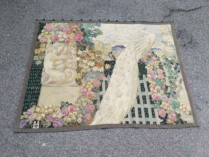 Antique French Aubusson Verdure Tapestry (Garden Scene)