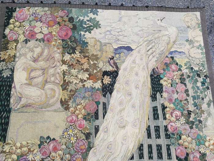 Antique French Aubusson Verdure Tapestry (Garden Scene)