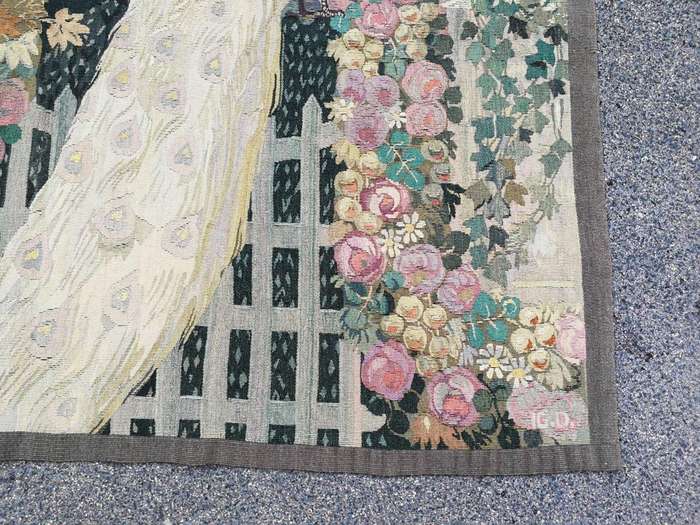 Antique French Aubusson Verdure Tapestry (Garden Scene)