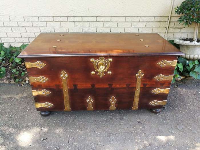 Attributed To Sir Herbert Baker An Early 20th Century Cape Stinkwood And Mahogany Brass-Bound Kis...