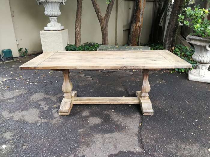 French Provincial Bleached / Natural Oak Refectory table/ Dining Table (8-Seater)