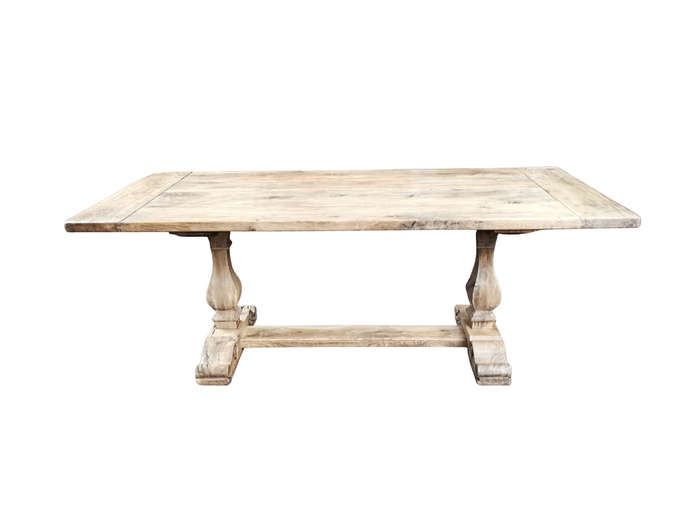 French Provincial Bleached / Natural Oak Refectory table/ Dining Table (8-Seater)
