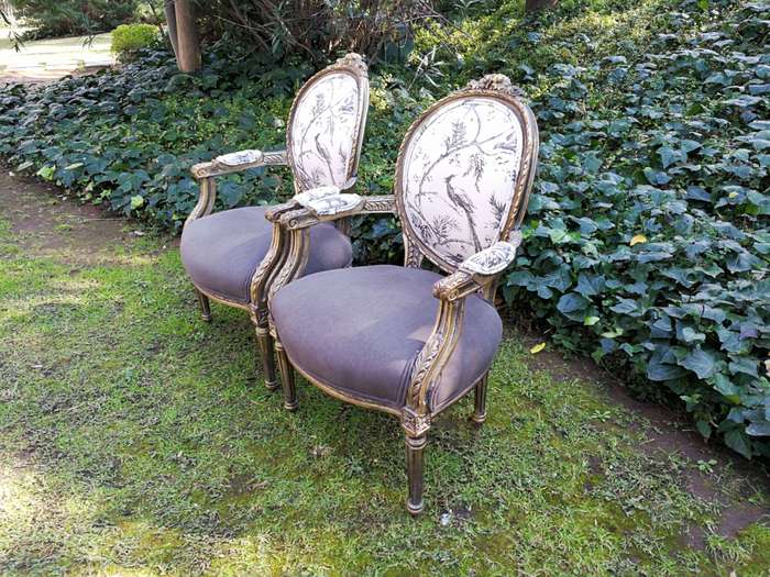 A Pair Of French Gilded Arm Chairs - ND