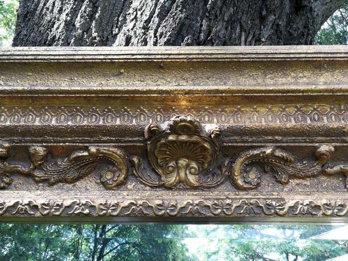 French style gilt over mantle bevelled mirror