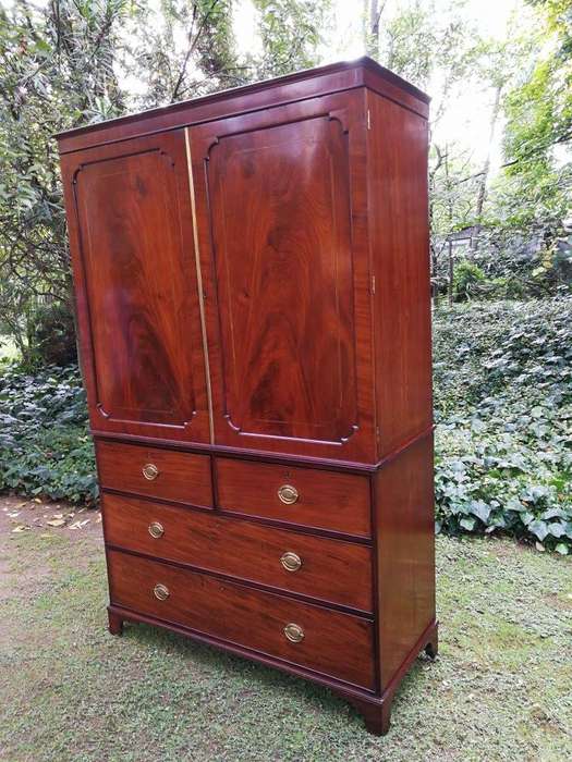 A Victorian mahogany linen press
