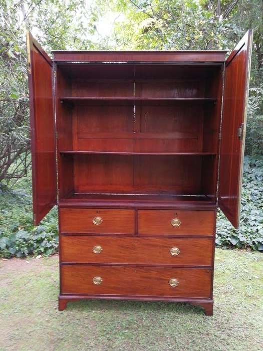 A Victorian mahogany linen press